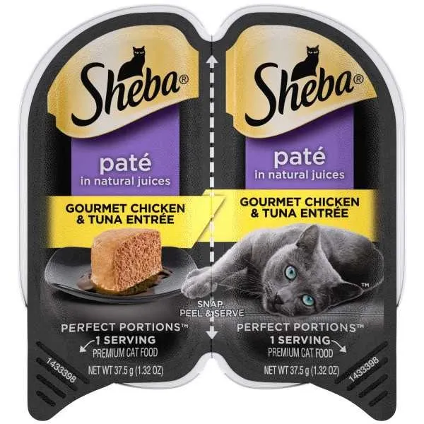 24/2.65 oz. Sheba Premium Pate Chicken & Tuna Entree - Food